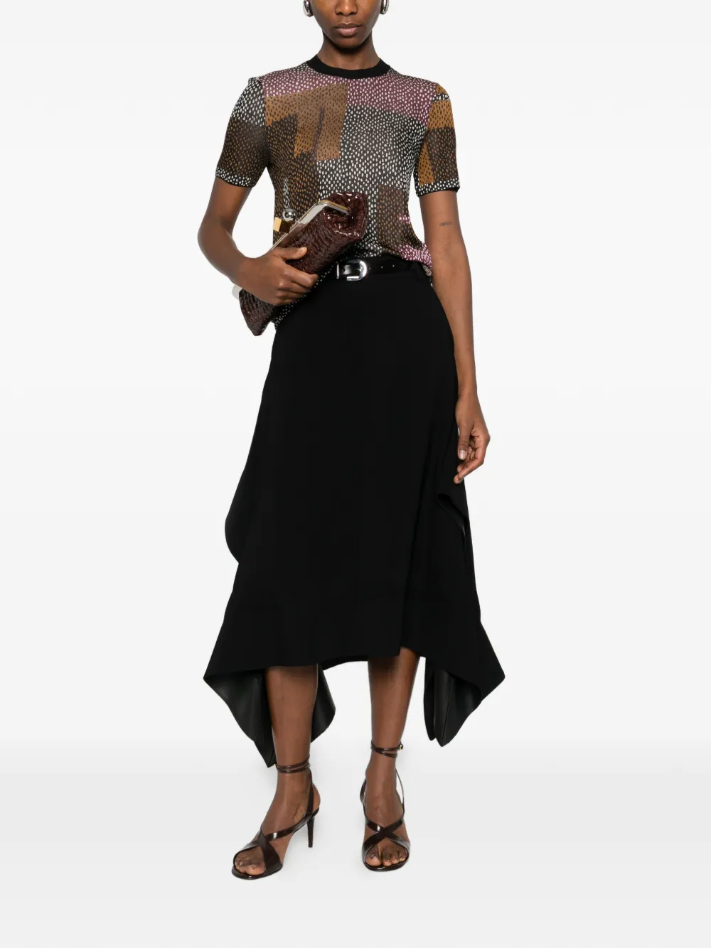  Fendi Geometric-pattern T-shirt - Brown 