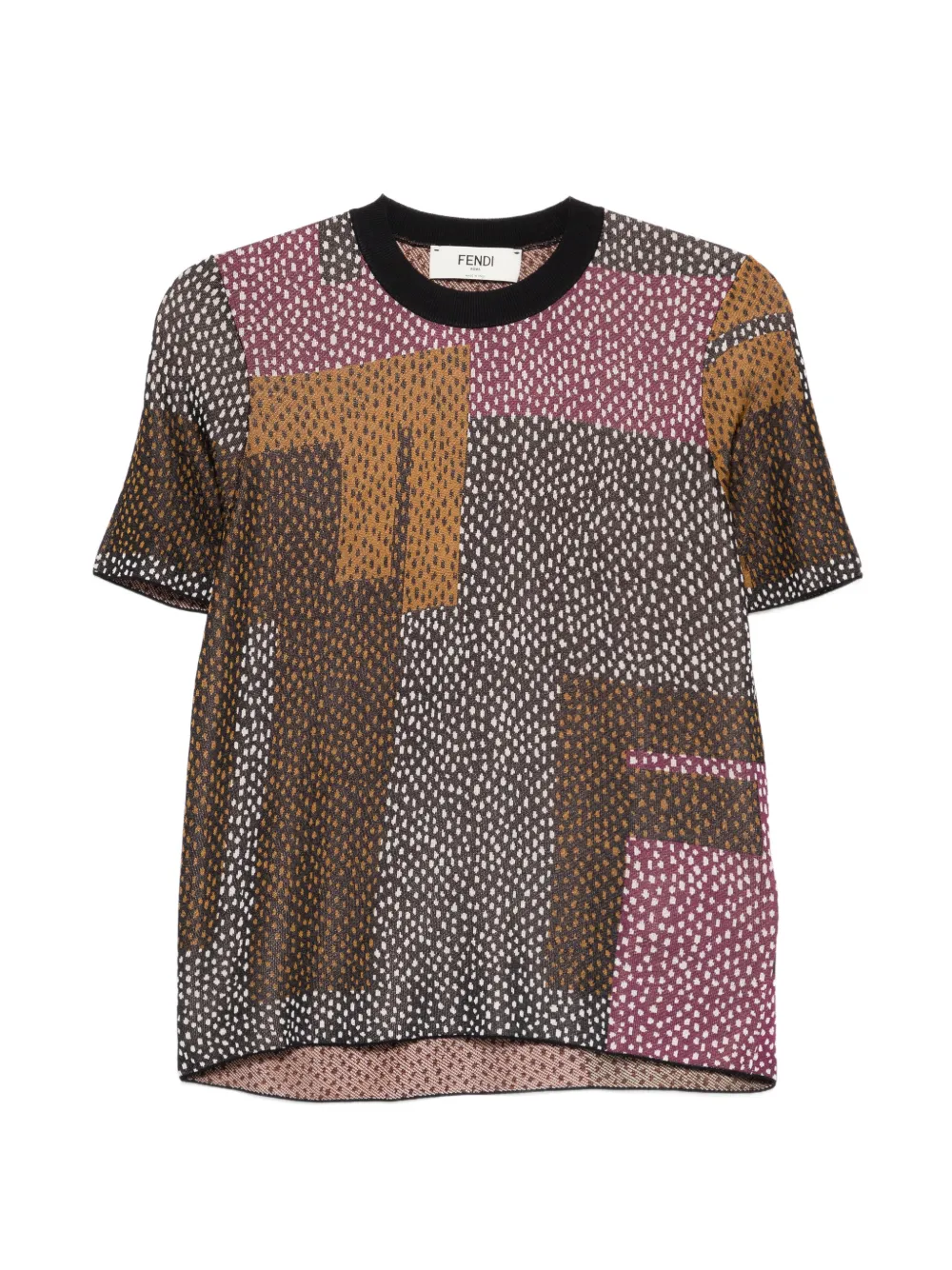 FENDI geometric-pattern T-shirt - Marrone
