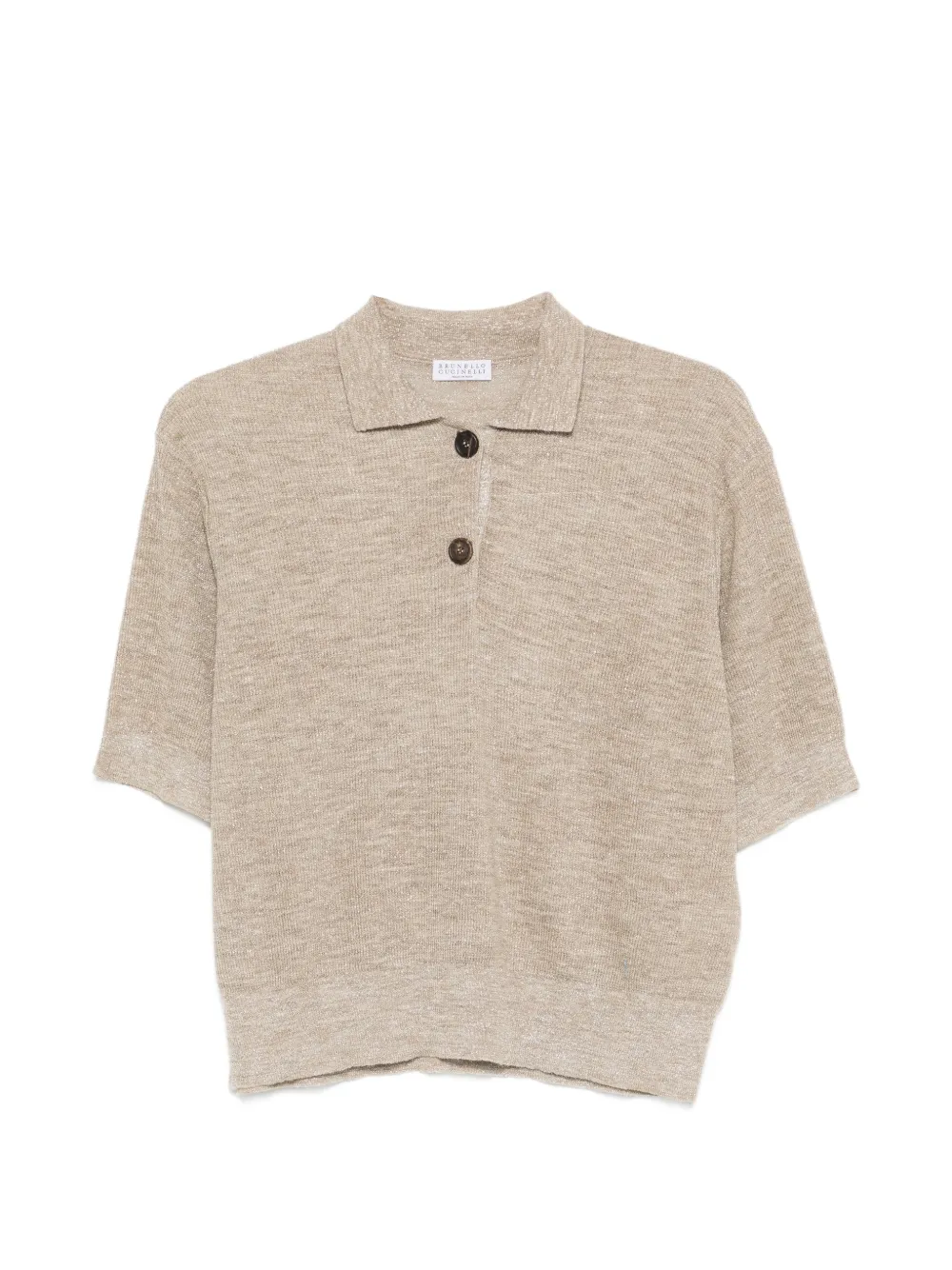 Brunello Cucinelli metallic-thread polo top - Toni neutri