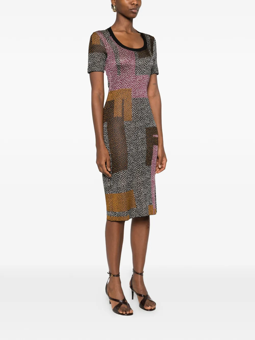  Fendi Geometric-print Midi Dress - Brown 