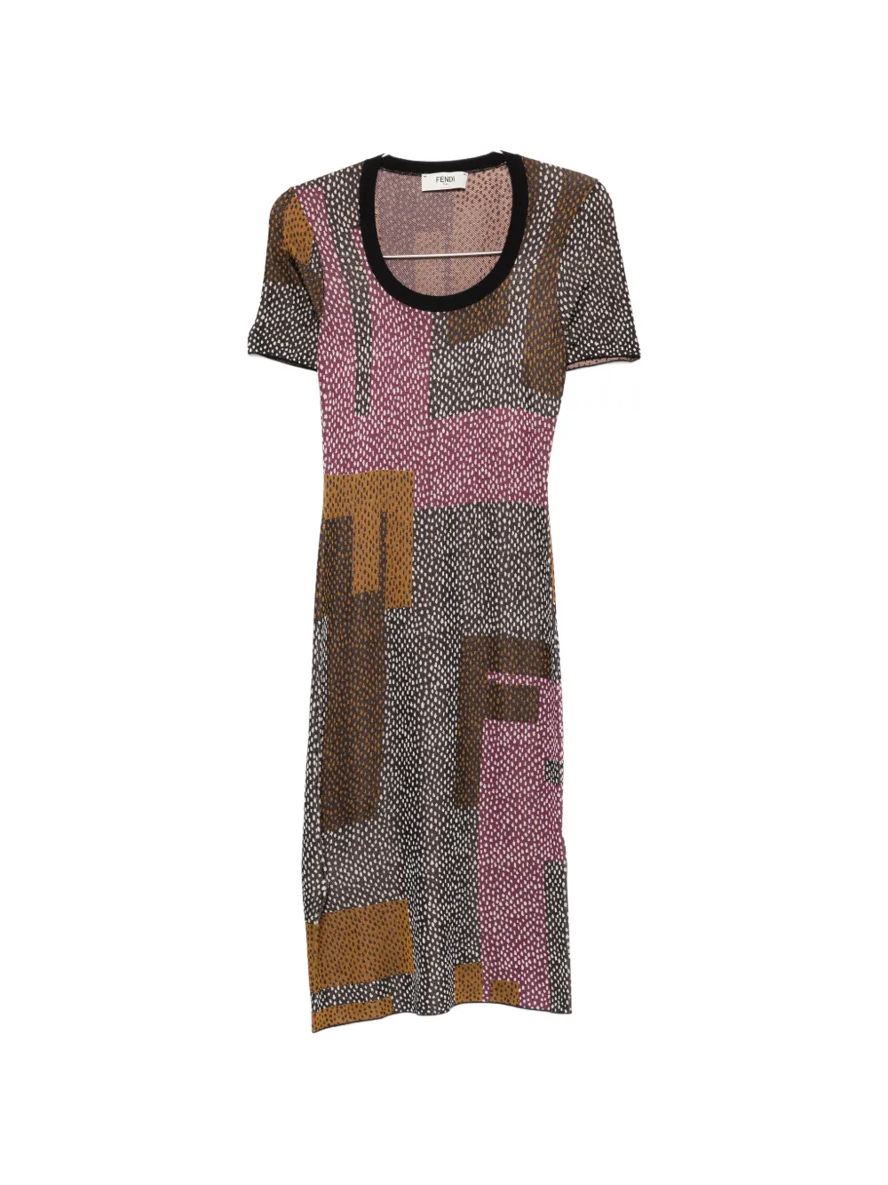 FENDI geometric-print midi dress - Braun