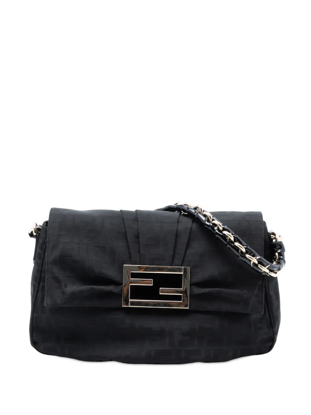Fendi Pre-Owned Borsa a spalla Mia in tela con motivo Zucca e battente 2010-2025 - Nero
