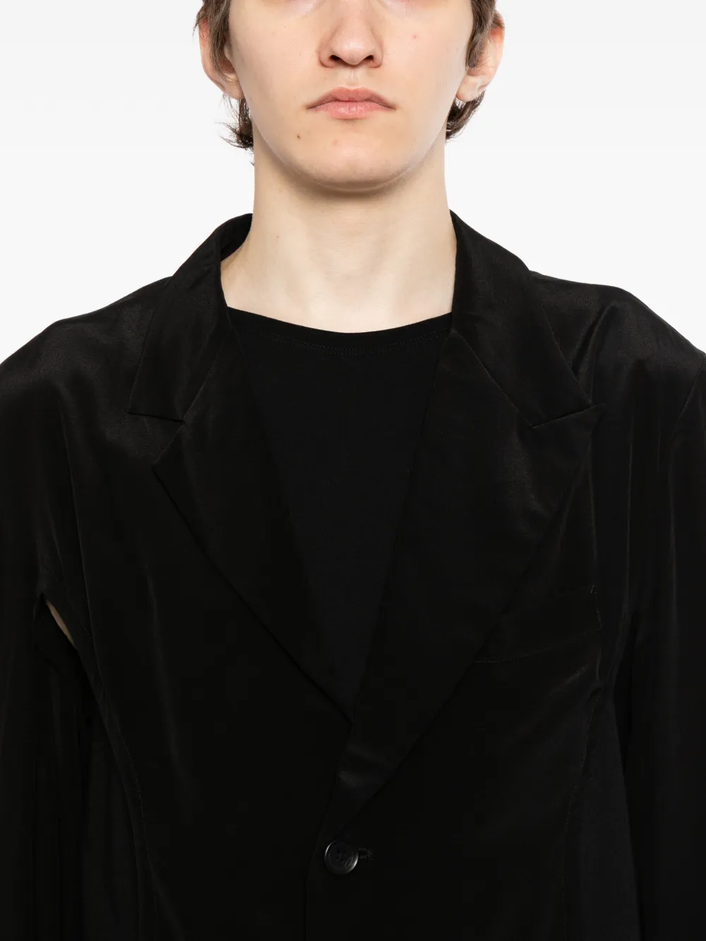 Yohji Yamamoto Jas met asymmetrische afwerking Zwart