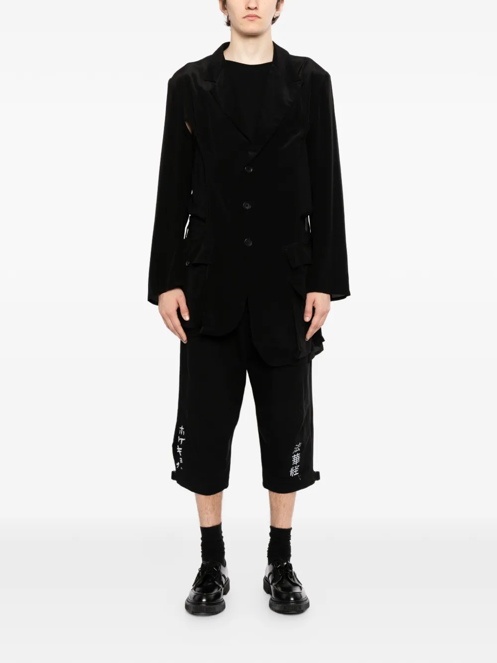 Yohji Yamamoto Jas met asymmetrische afwerking Zwart