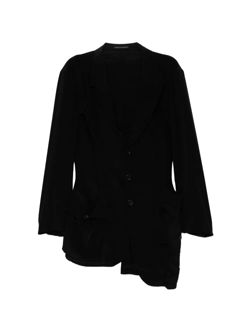 Yohji Yamamoto Cappotto con orlo asimmetrico - Nero