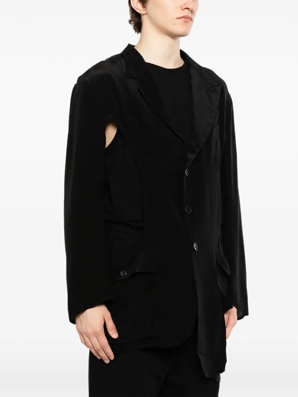 Yohji Yamamoto Jas met asymmetrische afwerking Zwart