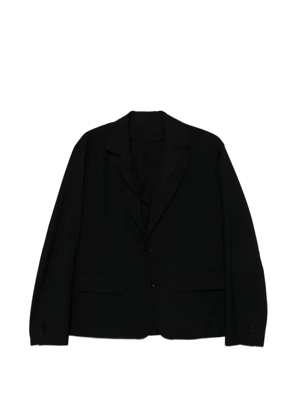 Sacai Pinstriped Button Jacket In Black