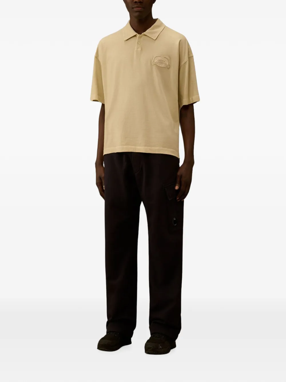 C.P. Company Fleece cargo trainingsbroek met reliëf Zwart