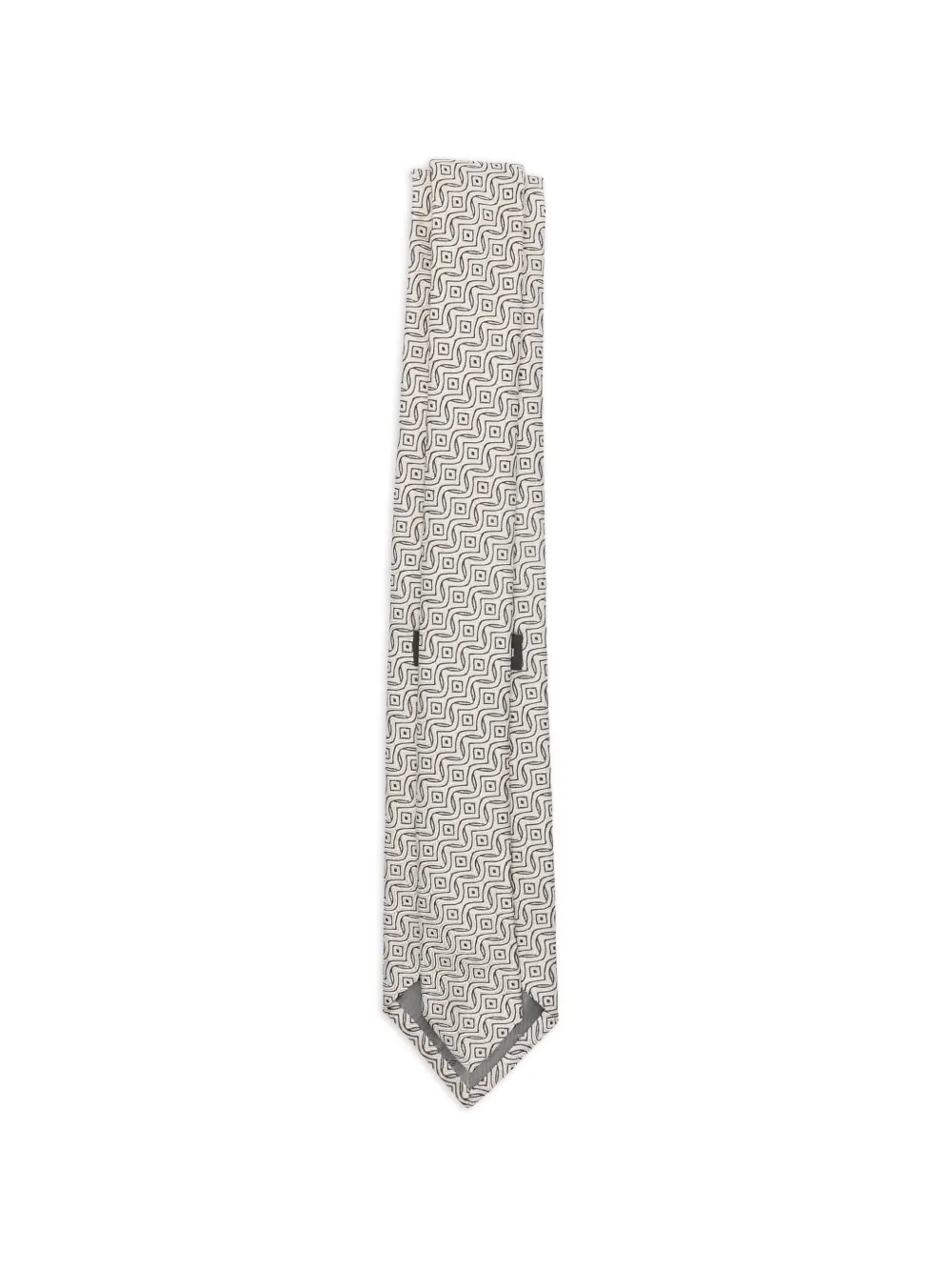  Emporio Armani Geometric Pattern Silk Tie - Neutrals 