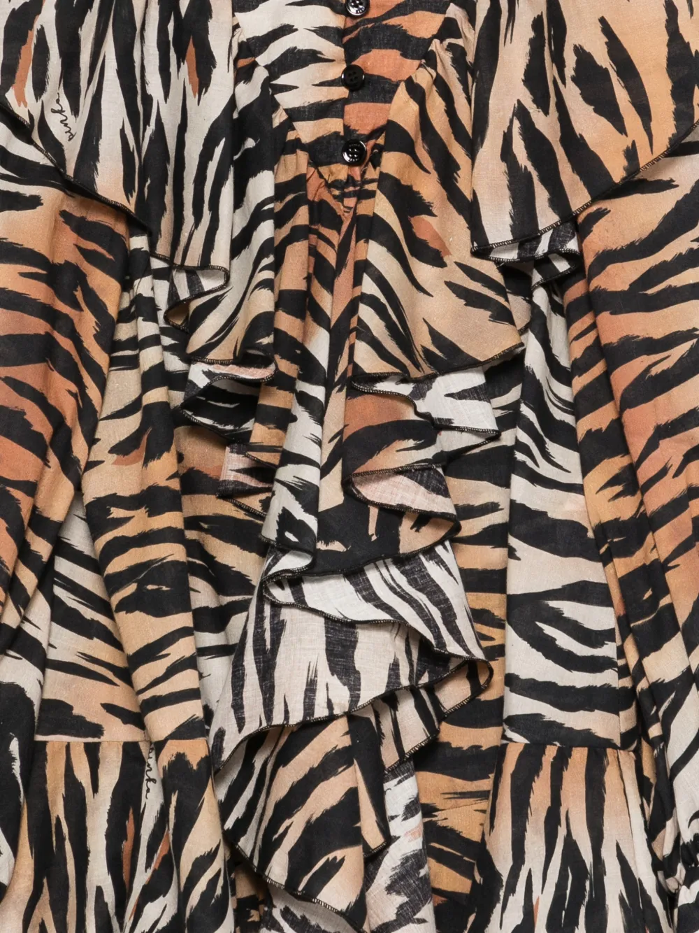 Pinko Kids Jurk met ruches en tijgerpatroon Bruin