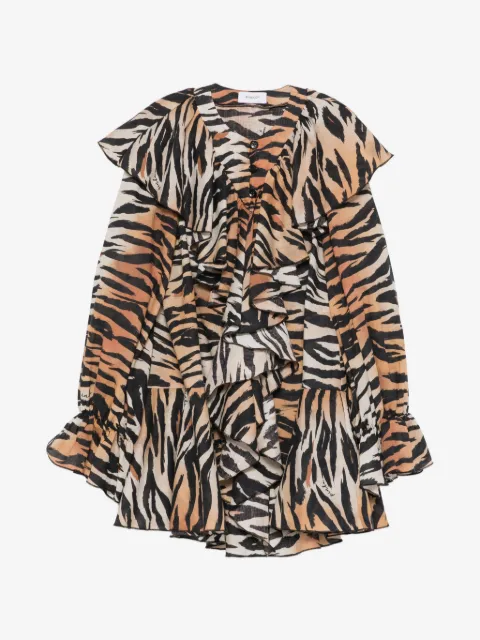 Pinko Kids ruffled tiger-pattern dress