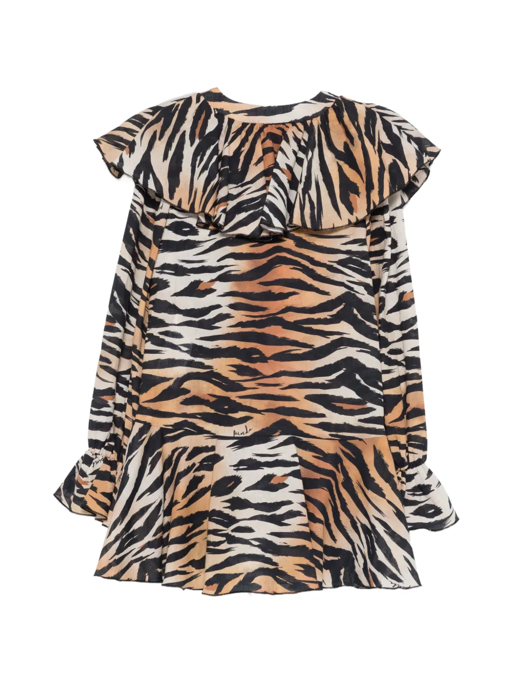 Pinko Kids Jurk met ruches en tijgerpatroon Bruin