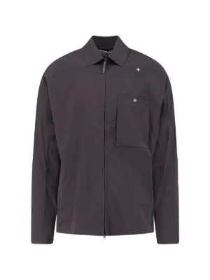 Stone Island patch-pocket zip-front Shirt | Grey | FARFETCH