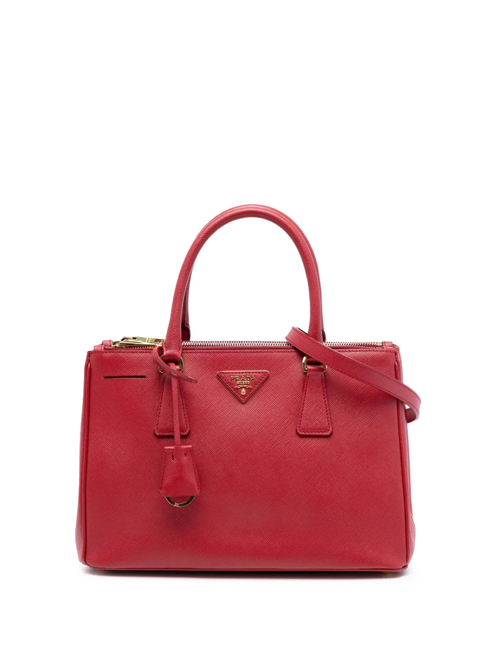 Prada Pre-Owned 2015-2025 Medium Saffiano Lux Galleria Double Zip satchel - Rosso