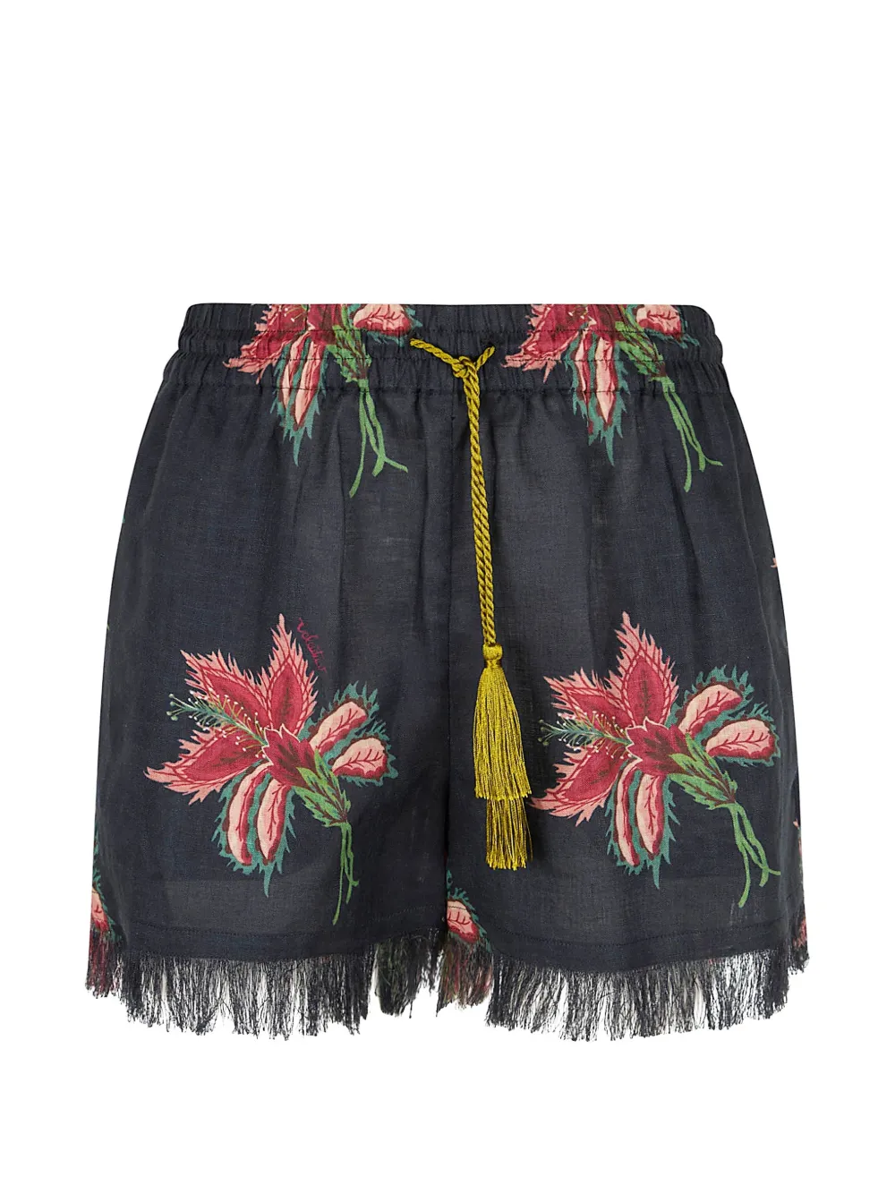 Valentino Garavani floral-pattern tassel-detail shorts - Blu