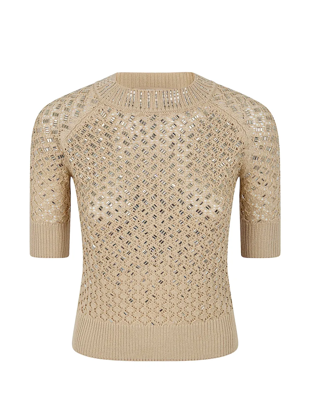 Ermanno Scervino embellished open knit sweater - Toni neutri