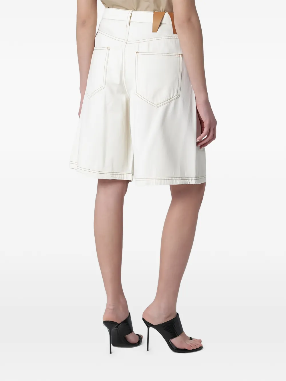 Contrast-Stitch Denim Shorts