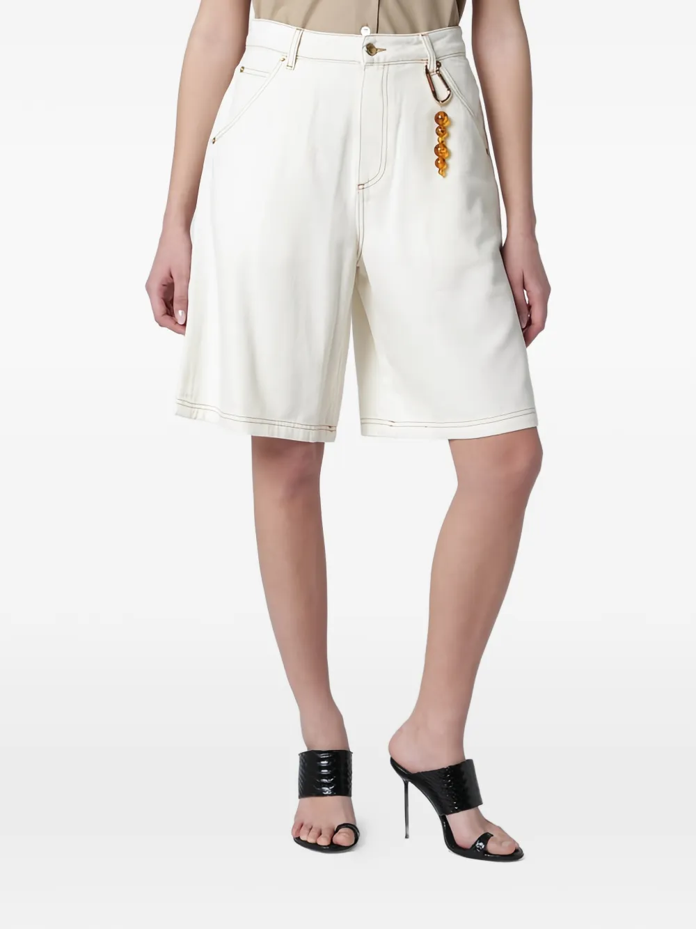 DARKPARK contrast-stitch denim shorts - Toni neutri