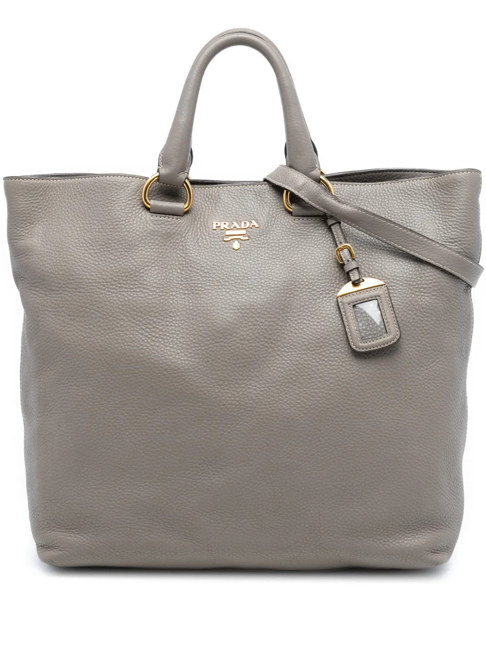 Prada Pre-Owned 2000-2025 Vitello Daino Open Convertible Tote satchel - Grigio