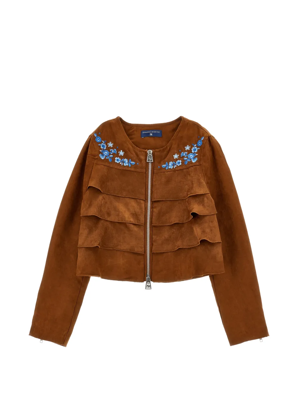 Ermanno Scervino Junior floral embroidered jacket - Marrone