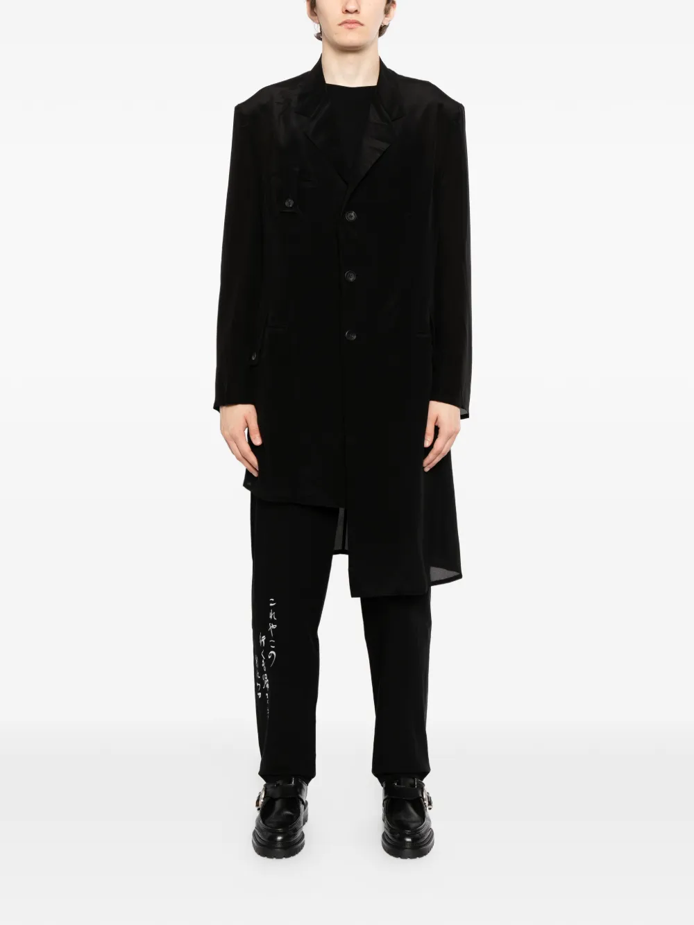 Yohji Yamamoto Jas met enkele rij knopen Zwart