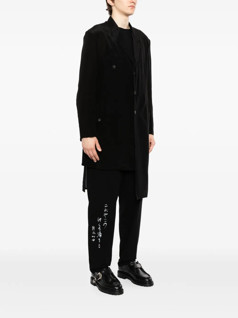 Yohji Yamamoto Jas met enkele rij knopen Zwart