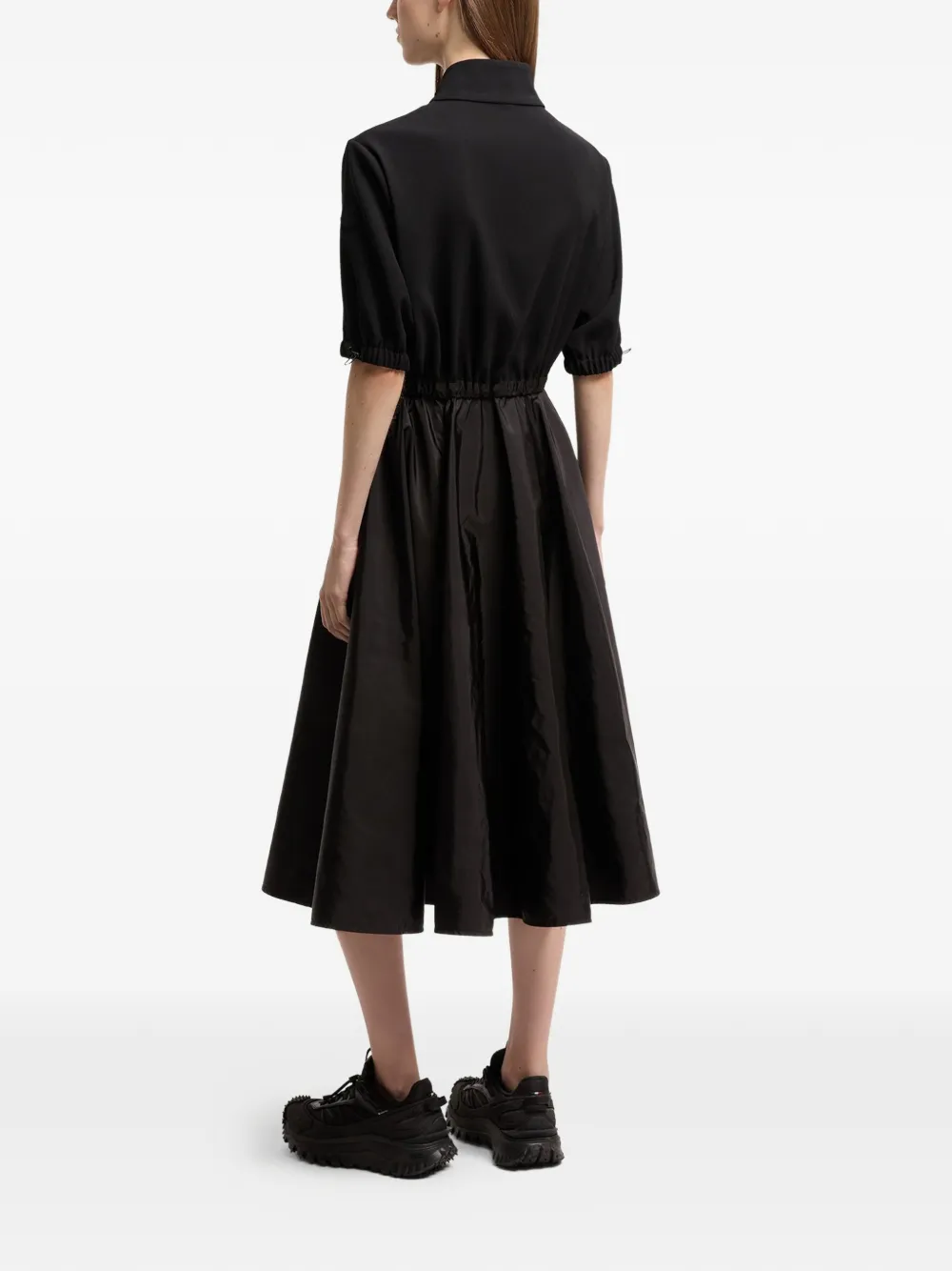 Moncler Logo Patch Midi Dress in Black, view 4