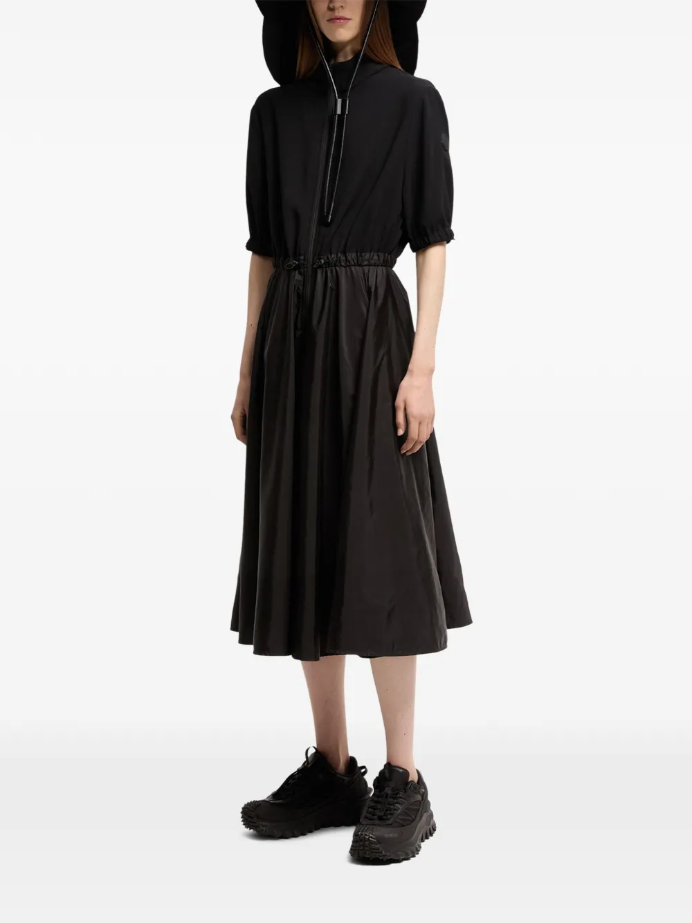  Moncler Logo Patch Midi Dress - Black 