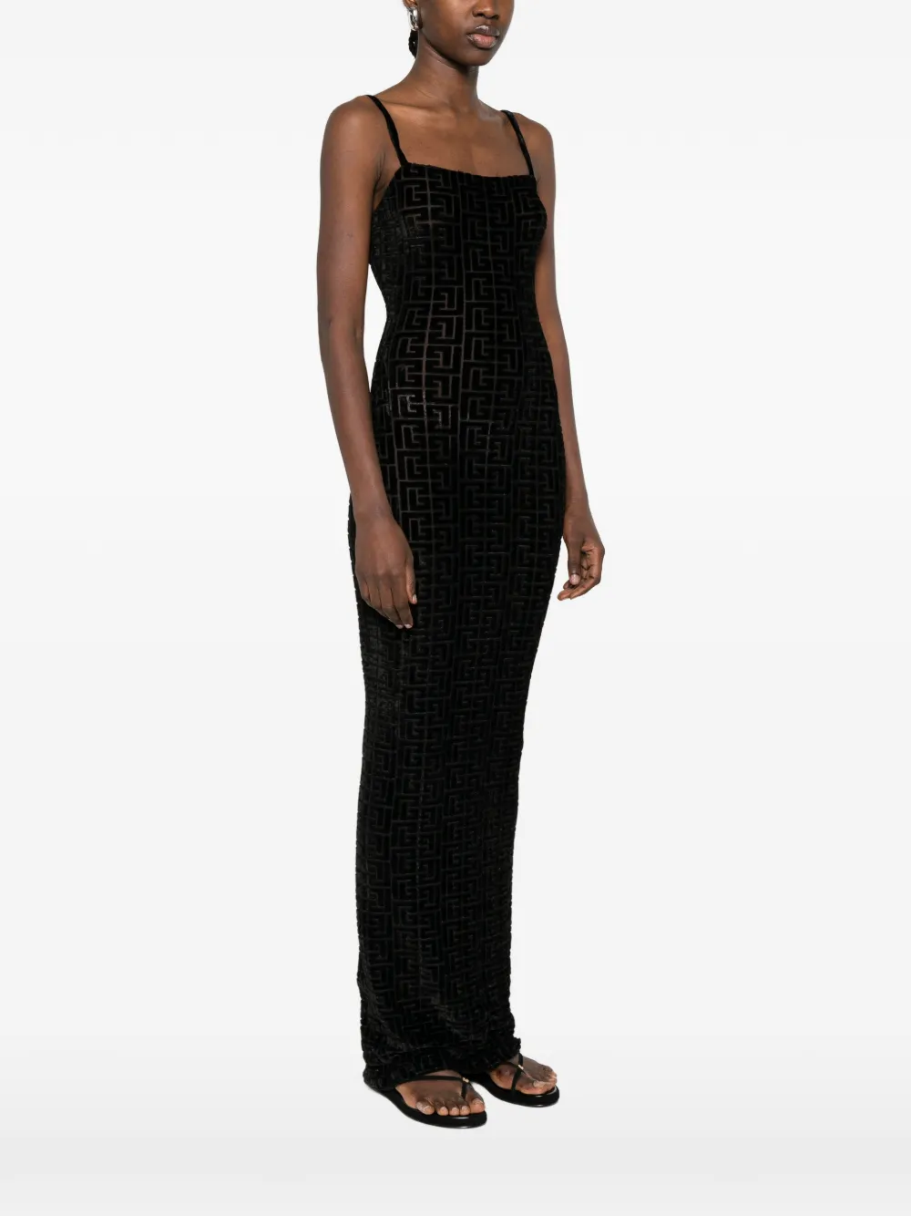 Balmain Maxi-jurk met monogram Zwart