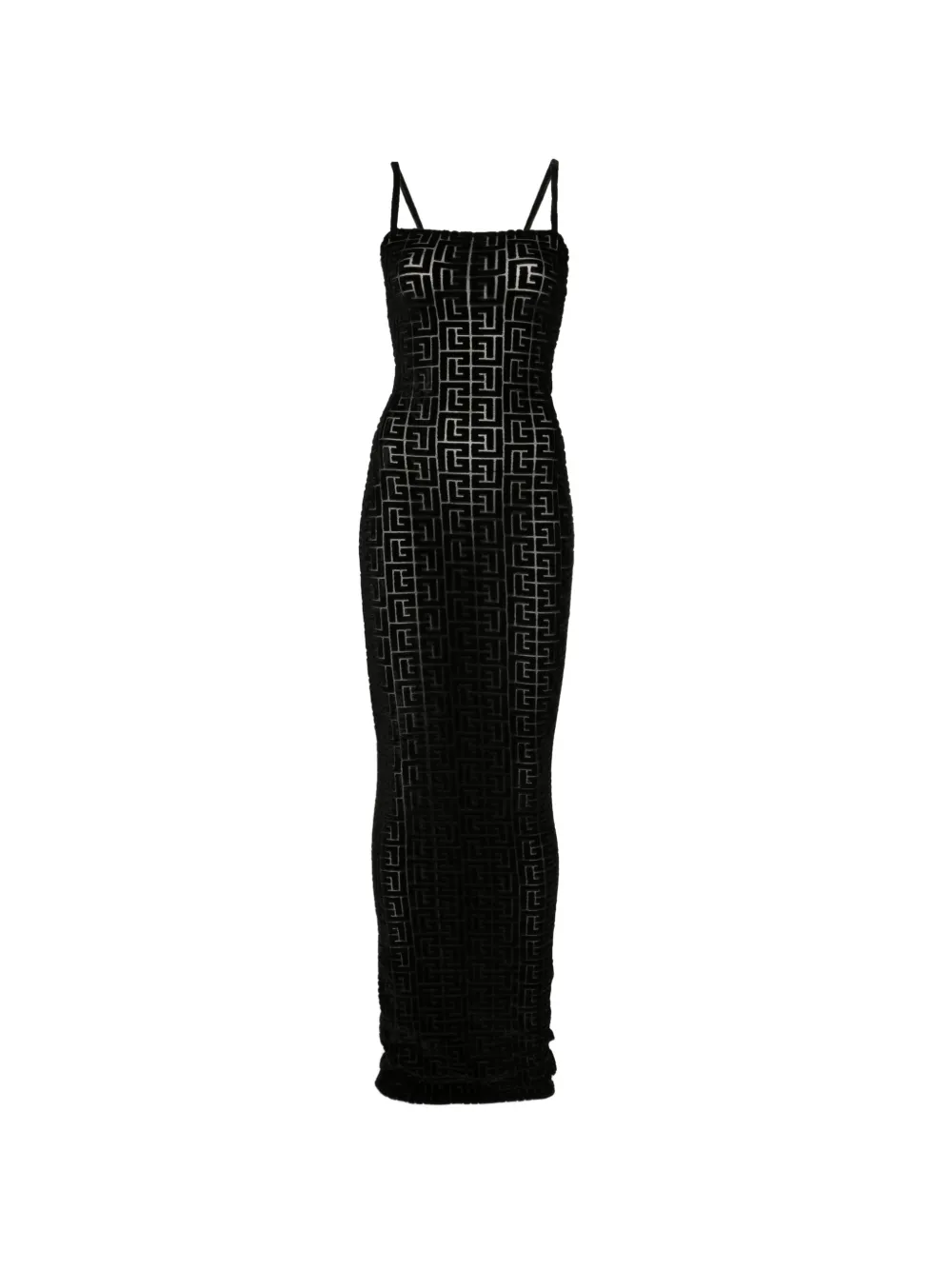Balmain monogram-pattern maxi dress - Nero