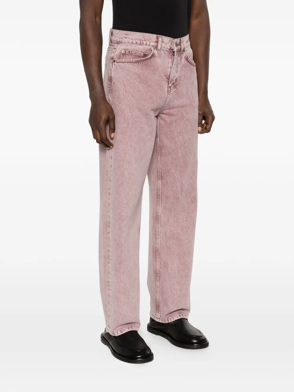 Les Deux Roi denim jeans met wassingen en wijde pijpen Roze