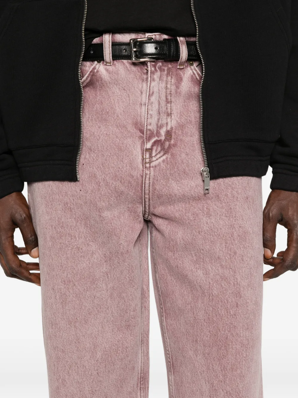 Les Deux Roi denim jeans met wassingen en wijde pijpen Roze