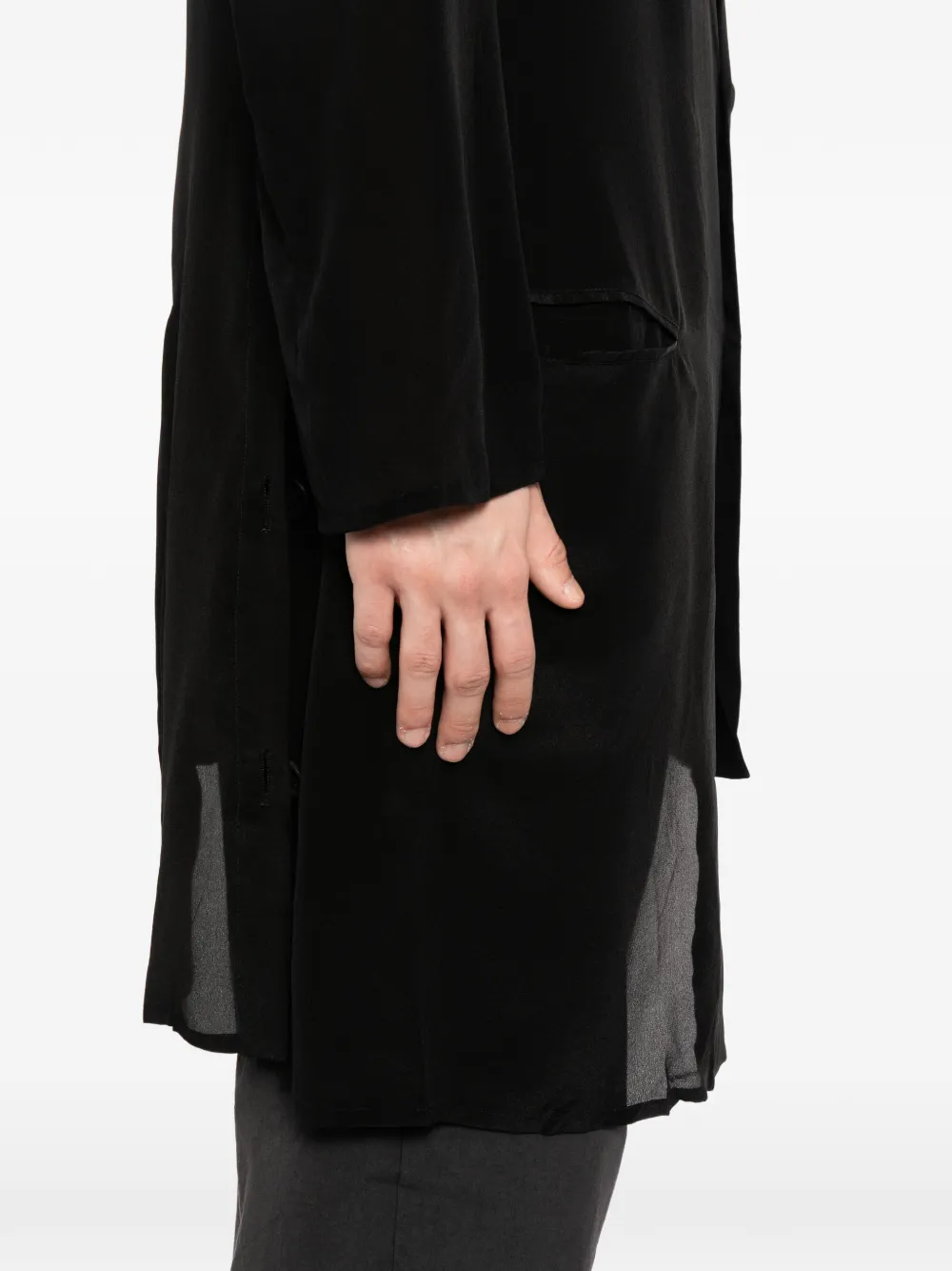 Yohji Yamamoto Asymmetrische jas met opstaande kraag Zwart