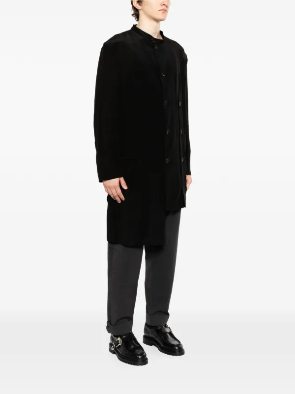 Yohji Yamamoto Stand Collar Asymmetric Jacket | Black | FARFETCH JO