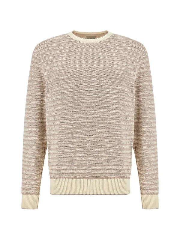 Paul & Shark Bouclé Striped Crew-neck Sweater in Neutrals