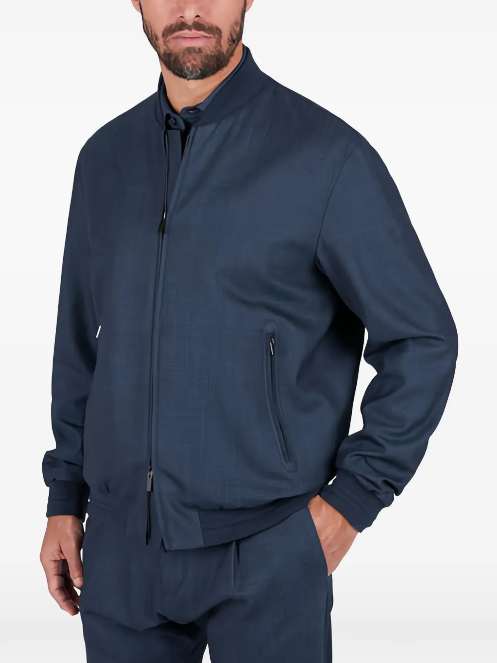 Paul & Shark x Loro Piana Jersey bomberjack Blauw