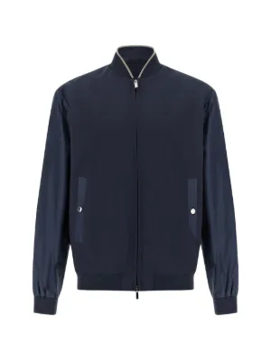 Jil Sander zip-embellished Wool Bomber Jacket | Blue | FARFETCH JO
