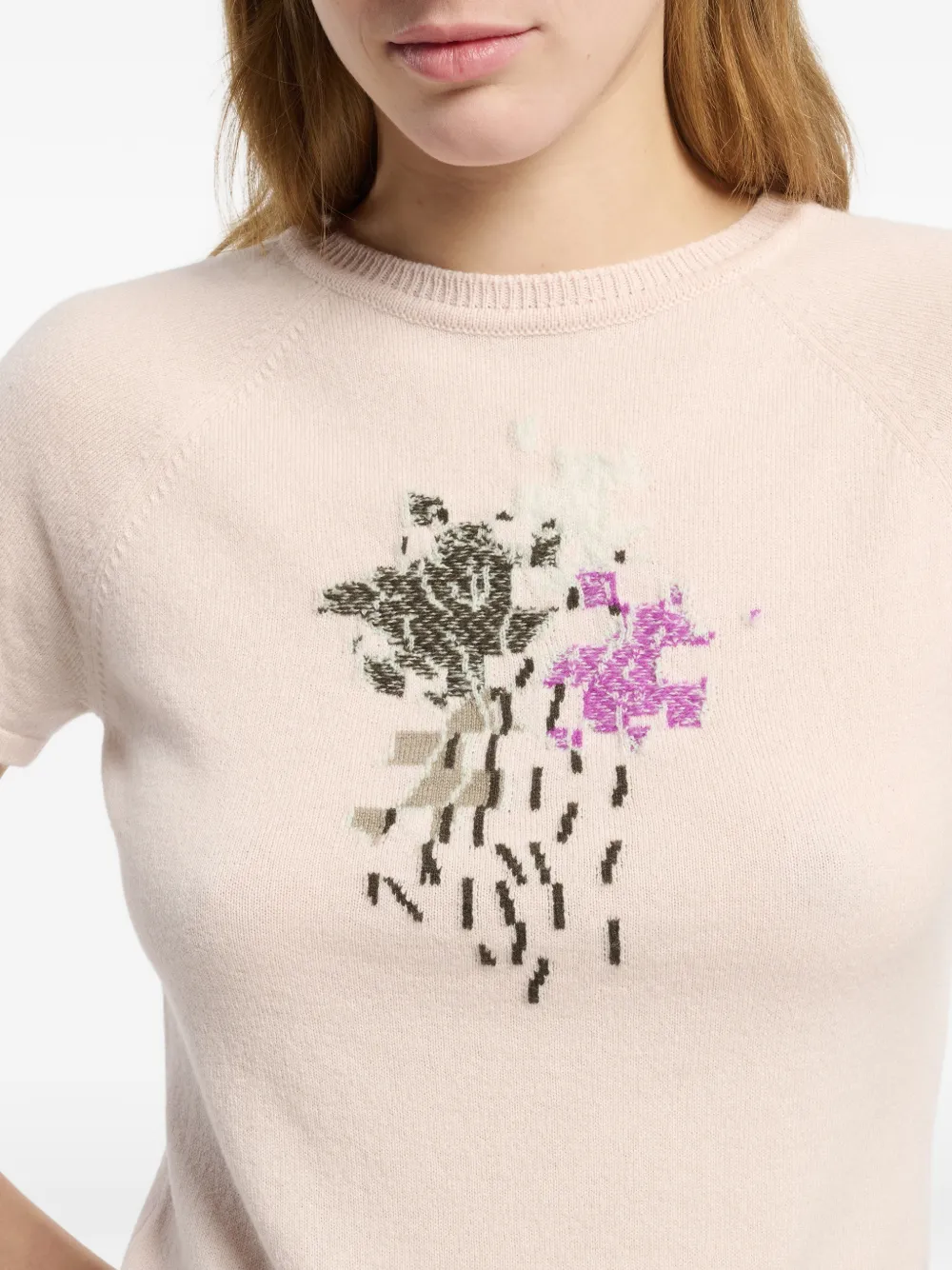 Cashmere Top With Floral Motif