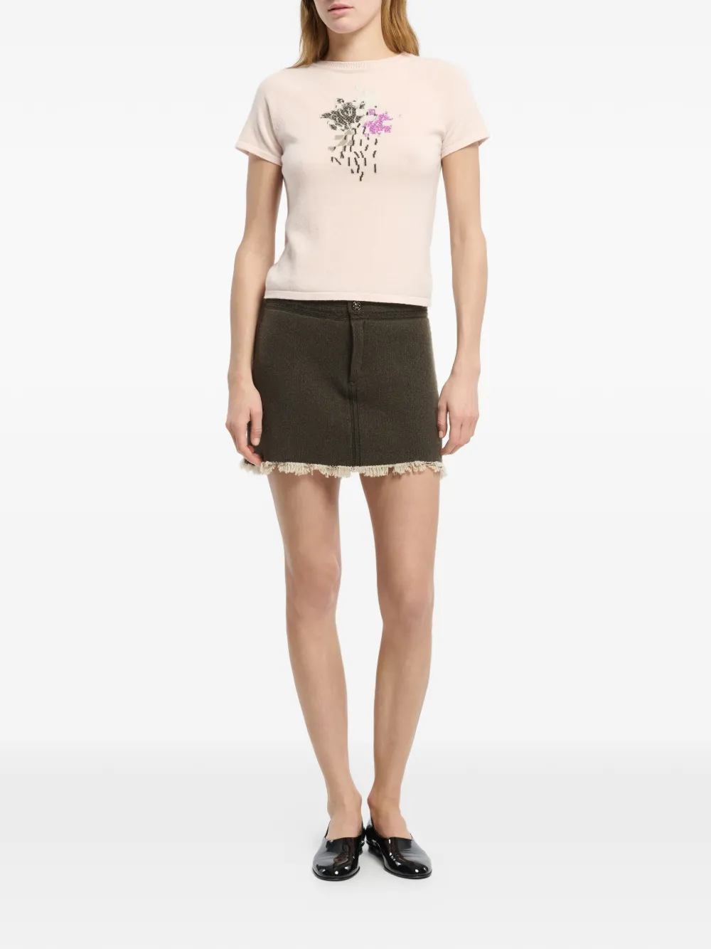 Cashmere Top With Floral Motif