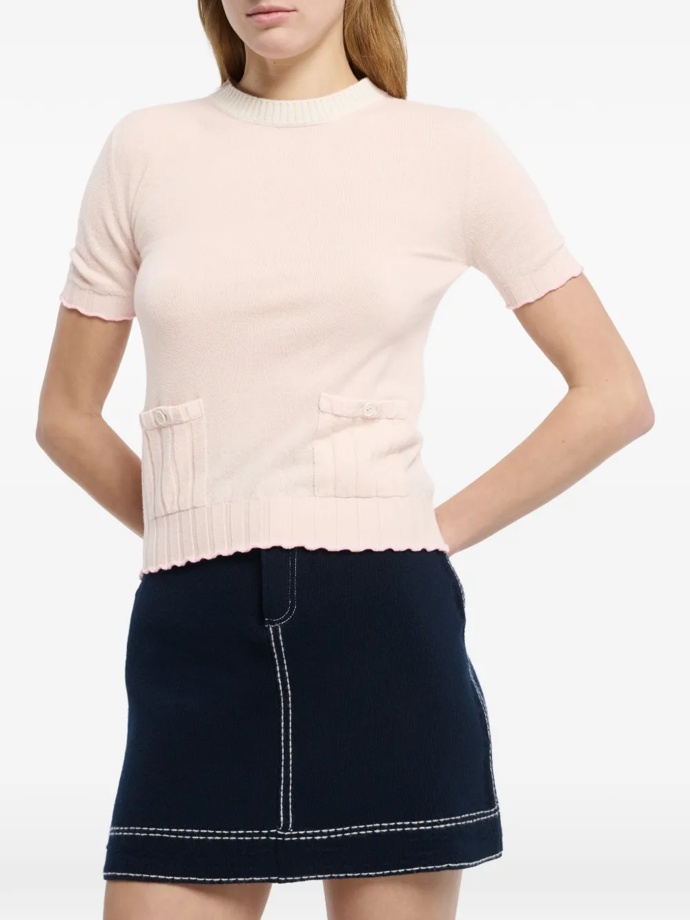 Barrie Geribbelde top Roze