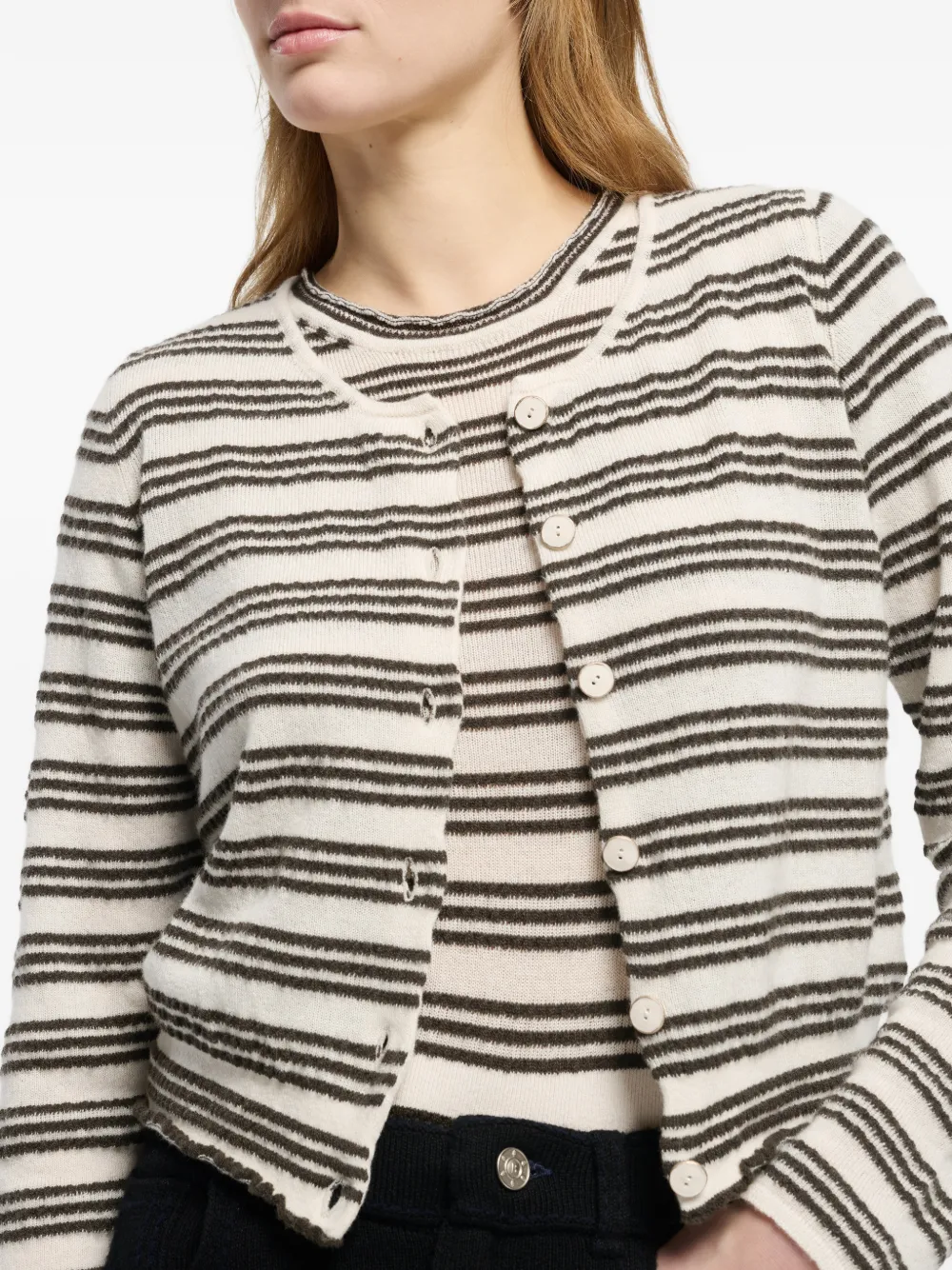 Barrie Gestreept vest Beige