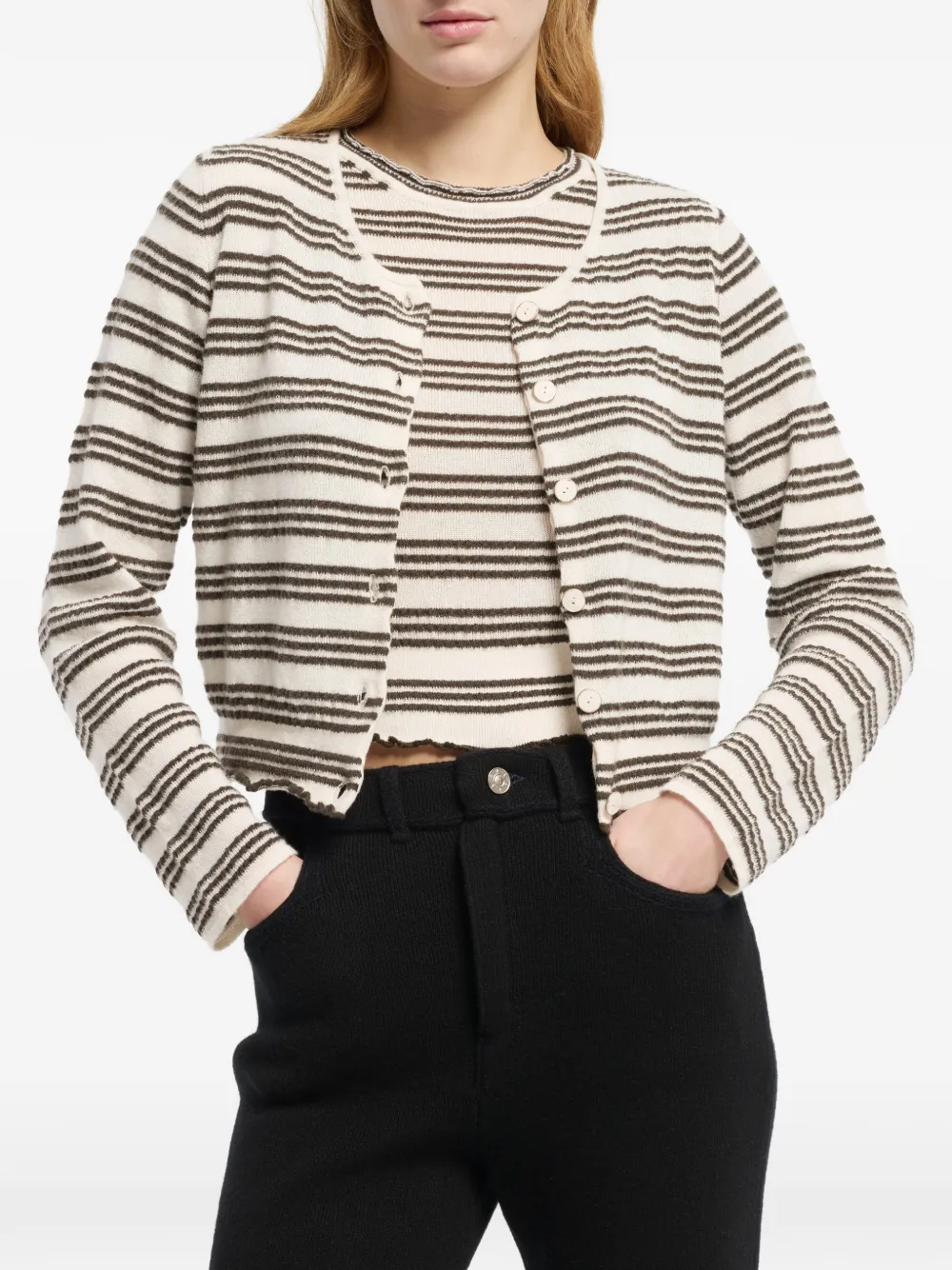 Barrie Gestreept vest Beige