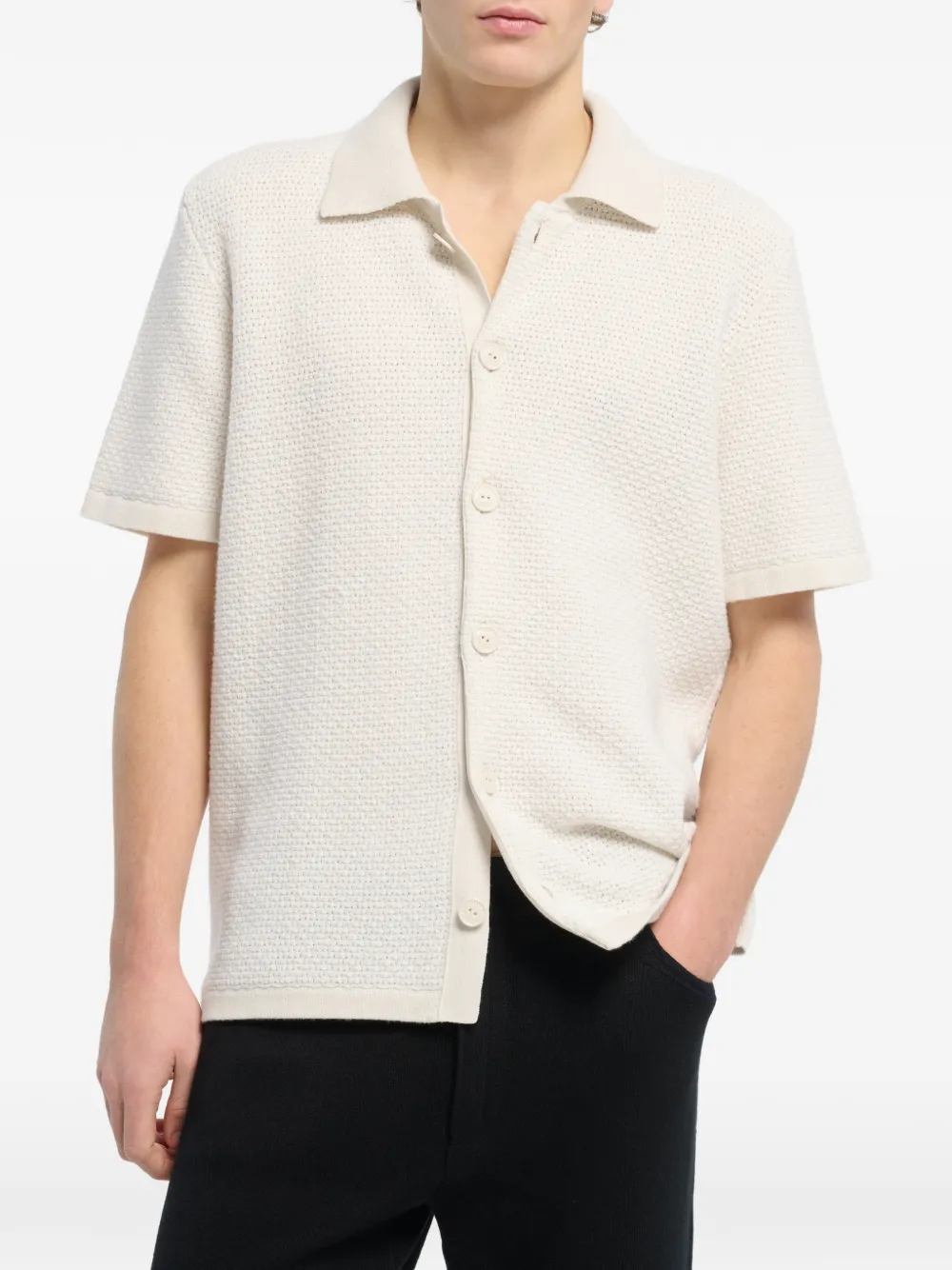 Barrie Lichtgewicht poloshirt met knopen Wit