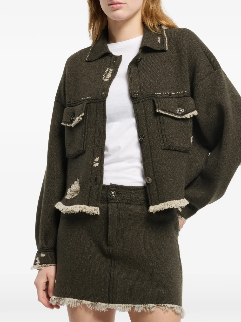 Barrie Denim jack met franje Bruin
