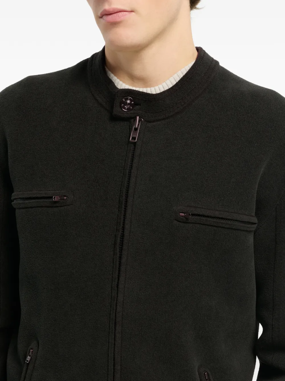 Suede Effect Zip Jacket