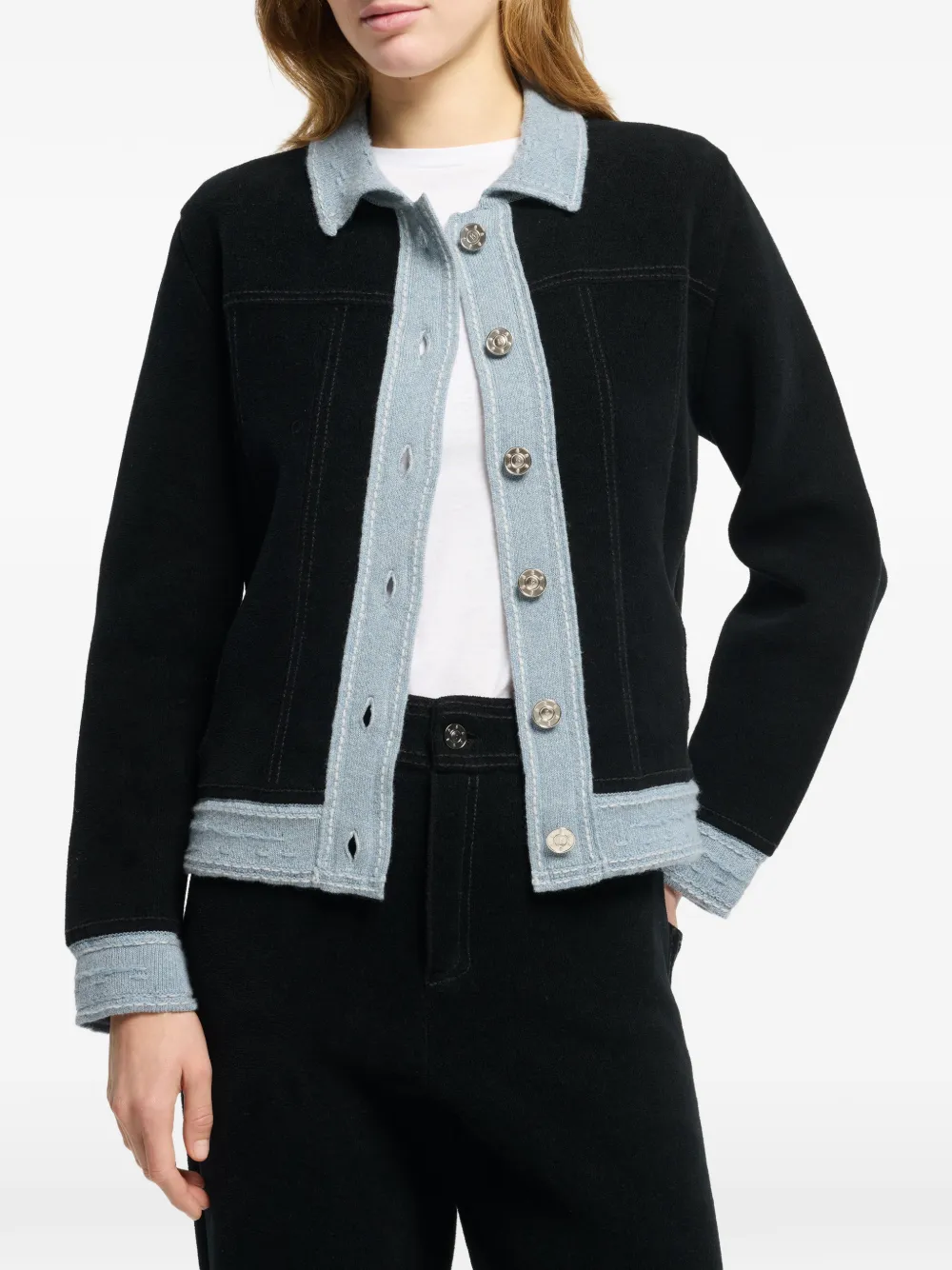 Barrie Denim jack met suède-effect Zwart