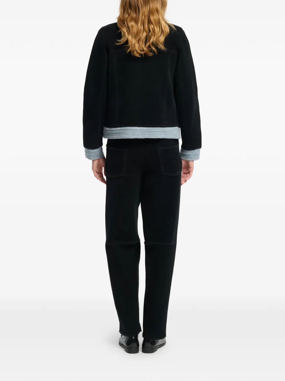  Barrie Suede-effect Denim Jacket - Black 