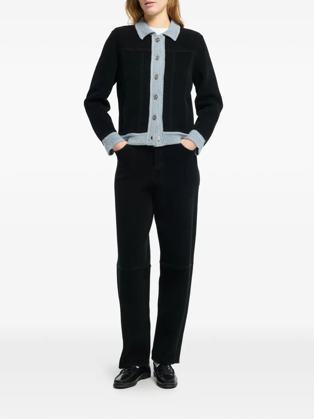  Barrie Suede-effect Denim Jacket - Black 