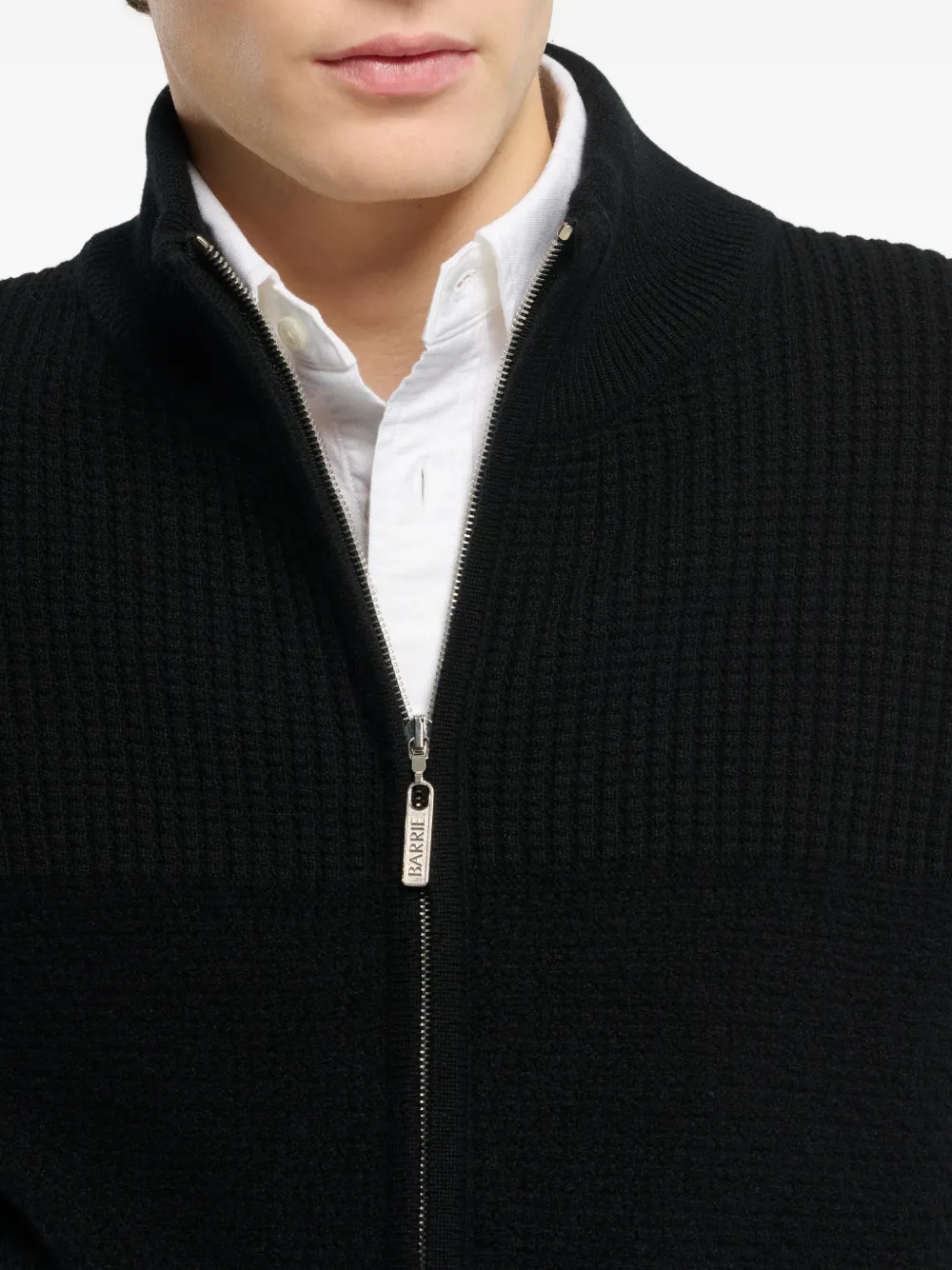 Barrie Chunky vest met wafel-effect en rits Zwart