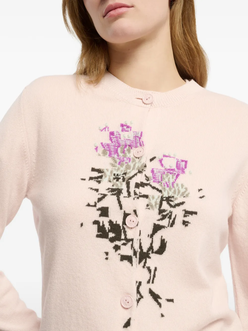 Barrie Kasjmier vest met bloemenpatroon Roze